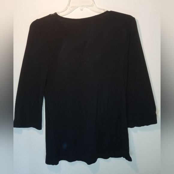COLOR FX | BLACK EMBELLISHED V-NECK BLOUSE | SIZE MEDIUM - Picture 4 of 5
